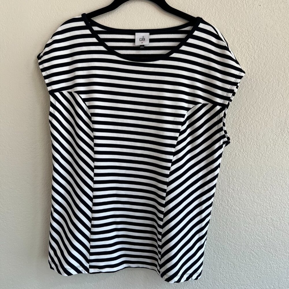 Cabi Illusion Tee Navy and White Stripe